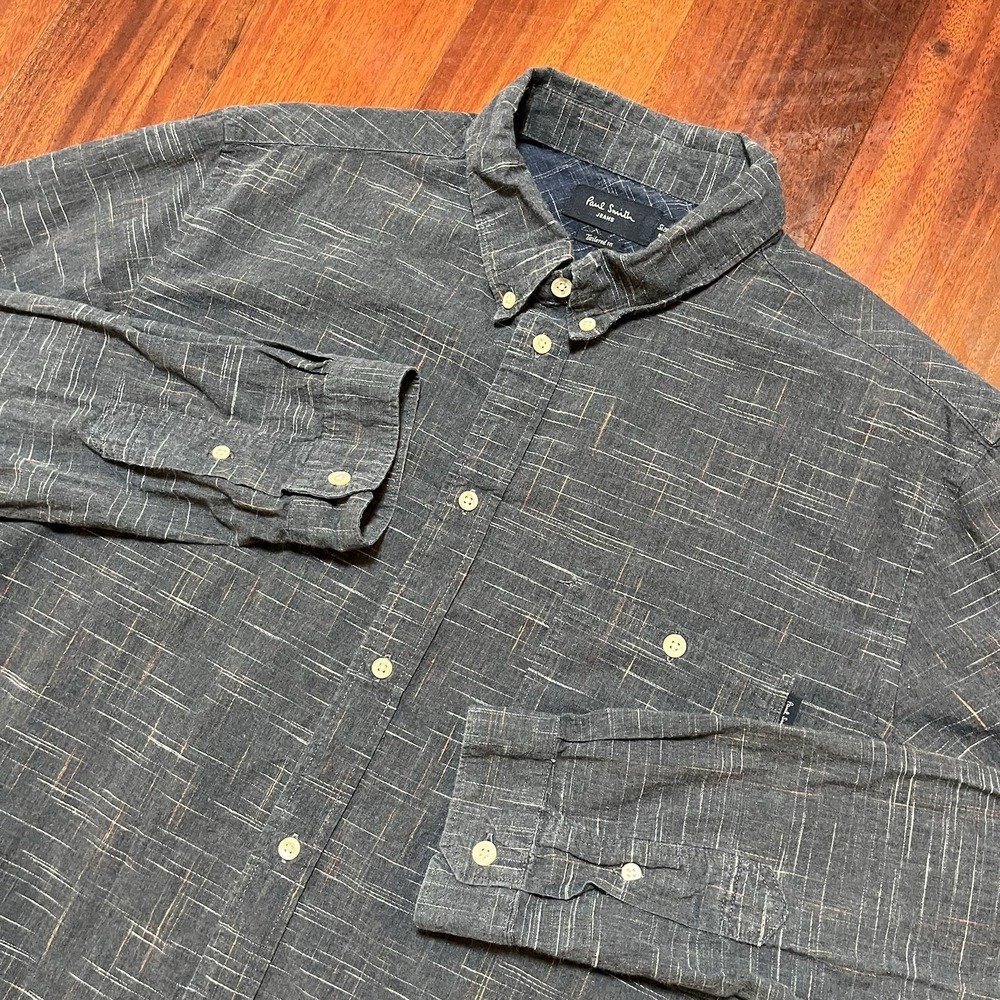 Paul Smith Jeans Shirt Mens Extra Large Blue Tailored Fit Preppy Casual Soft